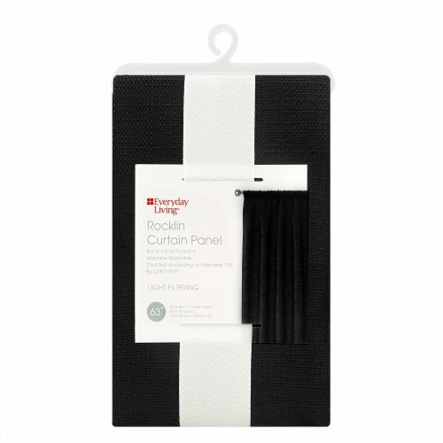 Everyday Living® Rocklin Light Filtering Single Curtain Panel - Black Perspective: back