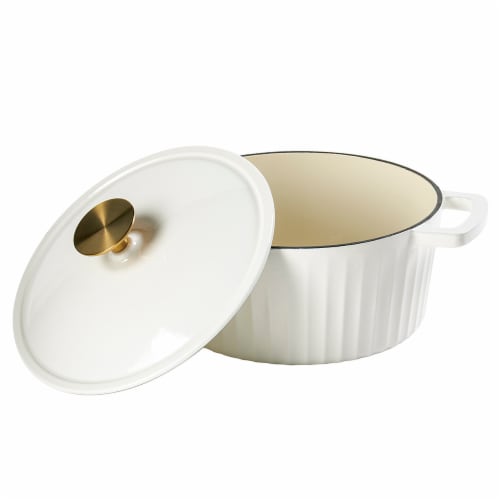 Dash of That Essentials 3 qt Fluted Dutch Oven - White Perspective: back