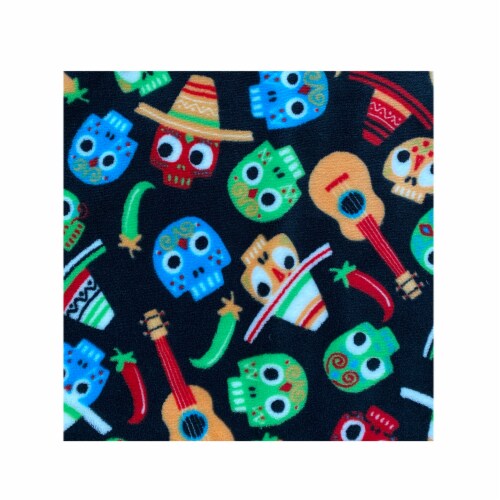 Holiday Home Dia de los Muertos Guitars Microplush Throw Blanket Perspective: back