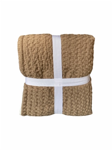 HD Waffle Sherpa Throw TAN Perspective: back
