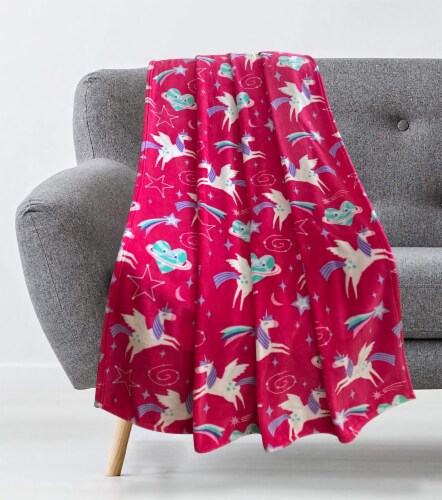 Holiday Home Valentine's Day Unicorn Microplush Throw Blanket Perspective: back