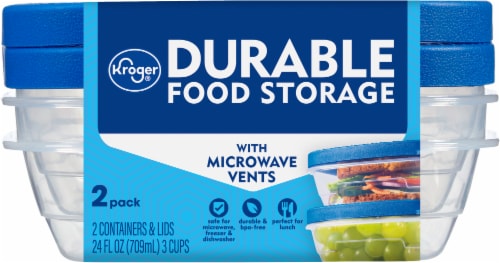 Kroger® BPA-Free Durable Plastic Food Storage Container With Lid - 2 pack Perspective: back