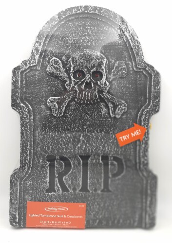 Holiday Home® 22" RIP Reaper Halloween Lighted Tombstone Decoration - Assorted Perspective: back