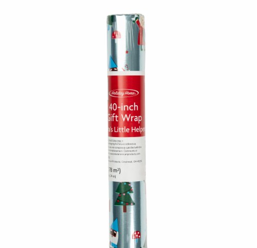 Holiday Home 40 In x 6 Ft Santa's Little Helpers Gift Wrap Roll Perspective: back