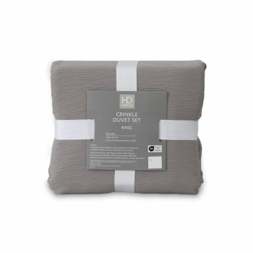 HD Designs® 3 Piece Crinkle Duvet Set - Grey Perspective: back