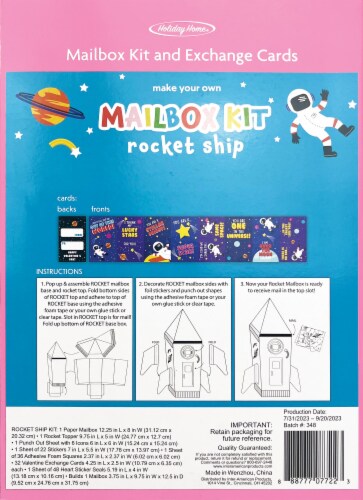 Holiday Home Valentine's Day Rocket Ship Mail Box Kit Perspective: back