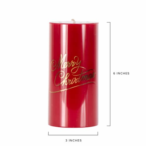 Holiday Home Christmas Large Pillar Candle Merry Christmas Perspective: back