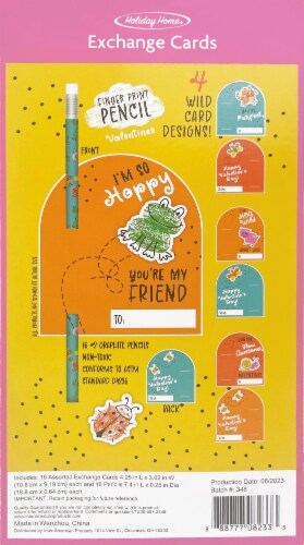 Holiday Home Valentine's Day Exchange Cards Fingerprint with Pencils Perspective: back