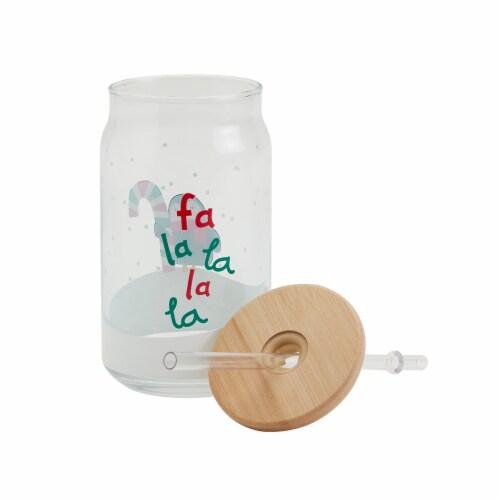 Holiday Home Christmas Soda Can Glass Sipper Perspective: back