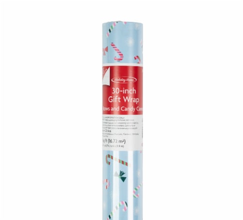 Holiday Home 30 In x 72 Ft Bows & Candy Canes Gift Wrap Roill Perspective: back