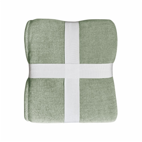 HD Chenille Sherpa Blanket King - Green Perspective: back