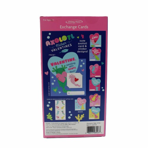Holiday Home® Valentines Exchange Cards With Puffy Stickers - Axolotl Perspective: back