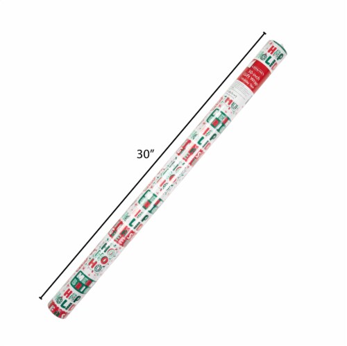 Holiday Home 30 Inch Holiday Text Gift Wrap Roll Perspective: back