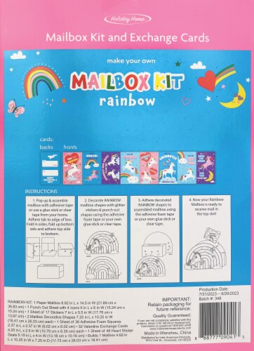 Holiday Home Valentine's Day DIY Rainbow Mailbox Kit & Exchange Cards Perspective: back