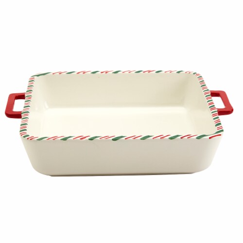 Holiday Home Two-Piece Ceramic Baker and Spatula Set Perspective: back