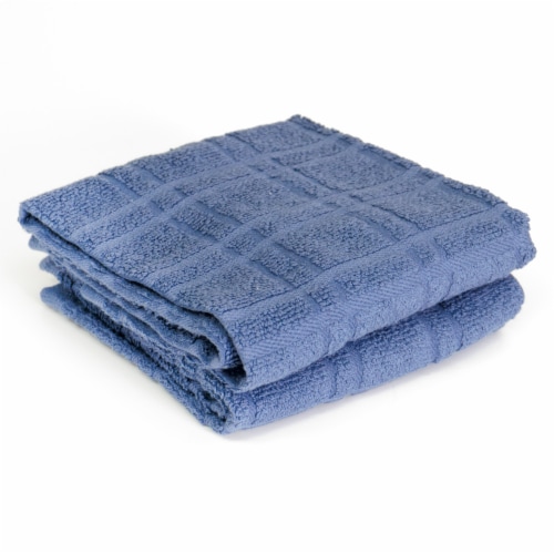 Everyday Living Waffle Kitchen Towels - Federal Blue Perspective: back