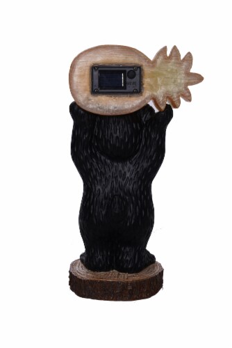 HD Outdoors Solar Powered Black Bear Holding Welcome Pineapple Perspective: back