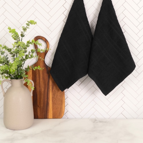 Everyday Living Solid Waffle Kitchen Towels - Jet Black Perspective: back
