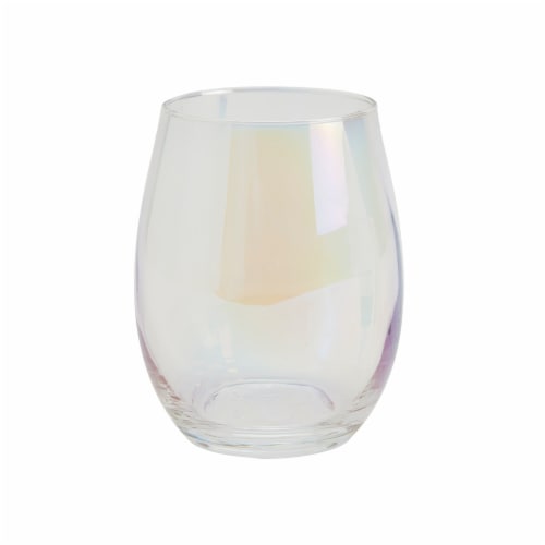 Holiday Home Iridescent Stemless Wine Glass with Gnome Bottle Stopper Set Perspective: back