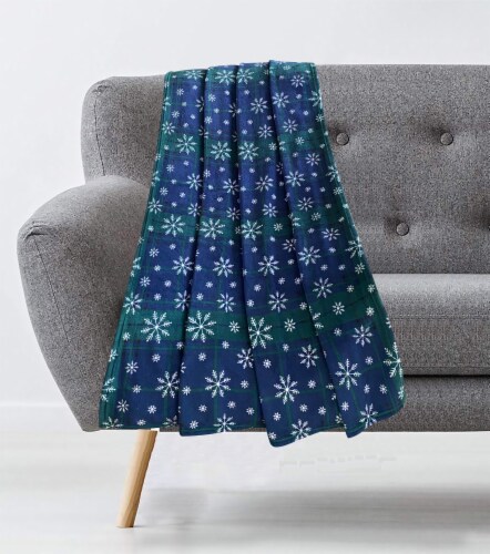 Holiday Home® Flocked Plaid Rolled Christmas Throw Blanket Perspective: back