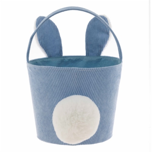 Holiday Home® Easter Corduroy Bunny Basket - Blue Perspective: back