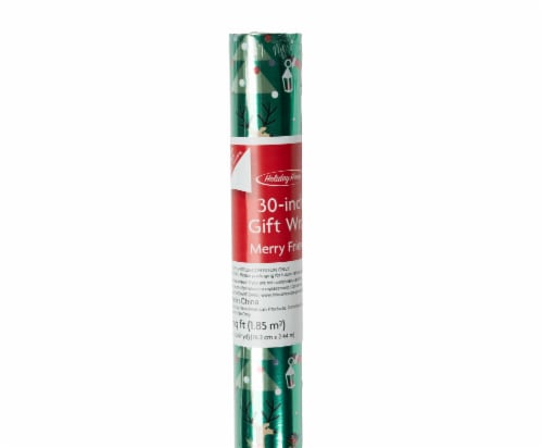 Holiday Home 30 In x 6 Ft Merry Friends Gift Wrap Roll Perspective: back