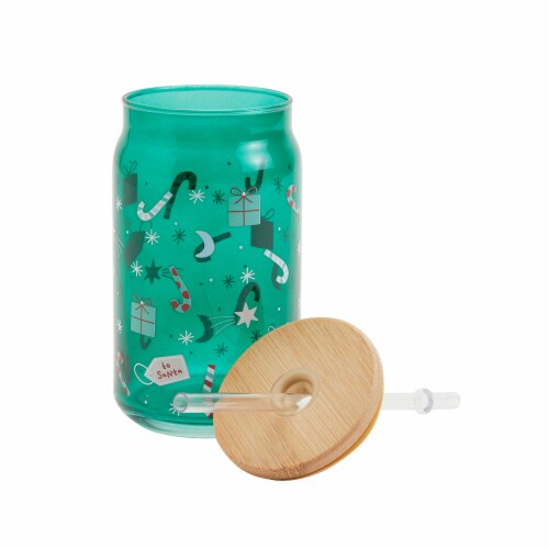 Holiday Home Christmas Soda Can Glass Sipper Perspective: back