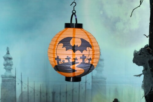 Holiday Home Led Paper Lantern - Pumpkin Perspective: back