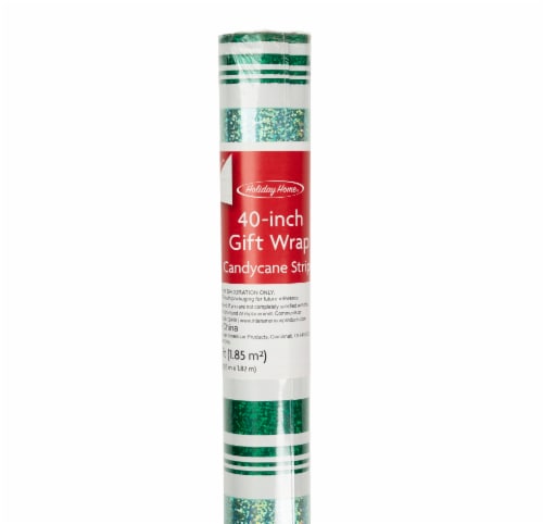 Holiday Home 40 In x 6 Ft Candy Cane Stripe Gift Wrap Roll Perspective: back