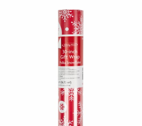 Holiday Home® 30 In x 72 Ft Polka Snowflake Gift Wrap Roll Perspective: back