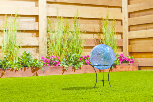 HD Designs Outdoors Blue Crackle Gazing Ball Blue Perspective: back