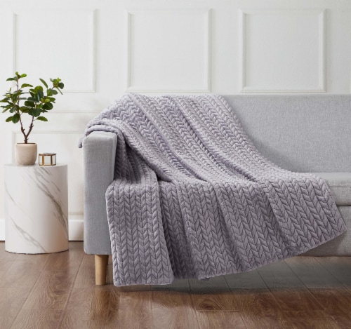 HD Designs® Herringbone Plush Throw Blanket - Gray Perspective: back
