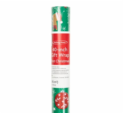 Holiday Home 40 In x 6 Ft First Christmas Gift Wrap Roll Perspective: back