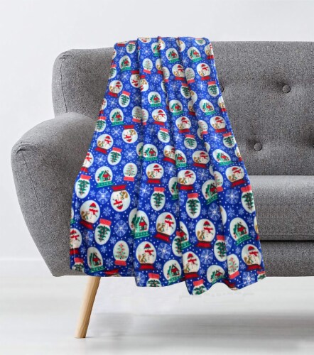 Holiday Home® Rolled Christmas Throw Blanket - Snowglobes Perspective: back