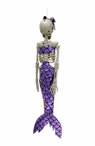 Holiday Home 16" Hanging Purple Mermaid Skeleton Halloween Decor Perspective: back
