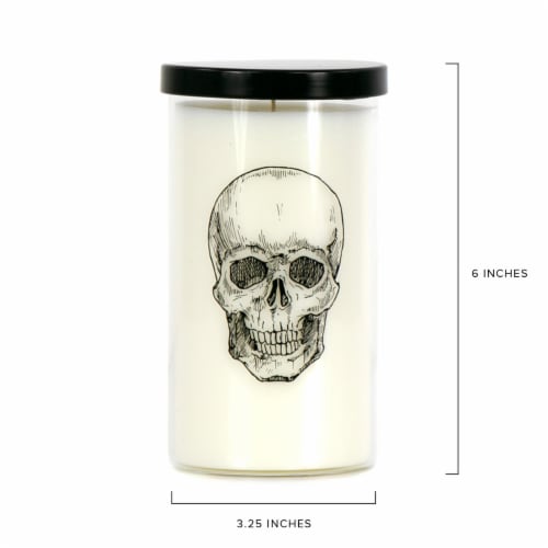 Holiday Home Halloween Jar Candle Sketched Skull Perspective: back
