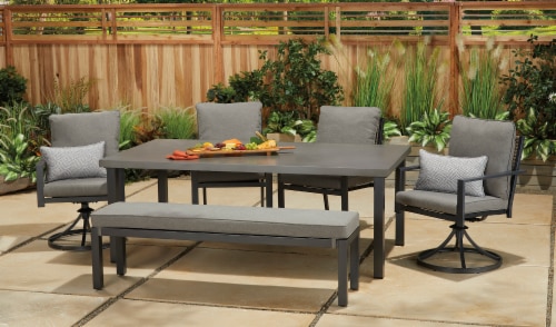 HD Designs Outdoors Matteo Dining Table and Two-Seat Bench Perspective: back