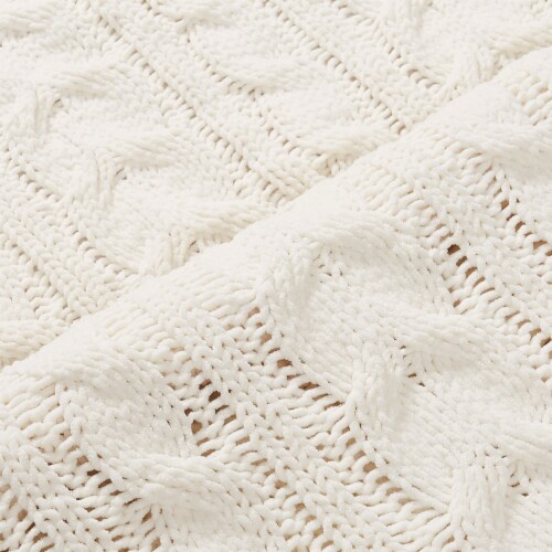 Sewing Down South Chunky Chenille Throw - Blue Perspective: back