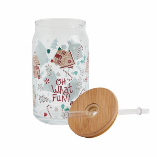 Holiday Home Christmas Soda Can Glass Sipper Perspective: back