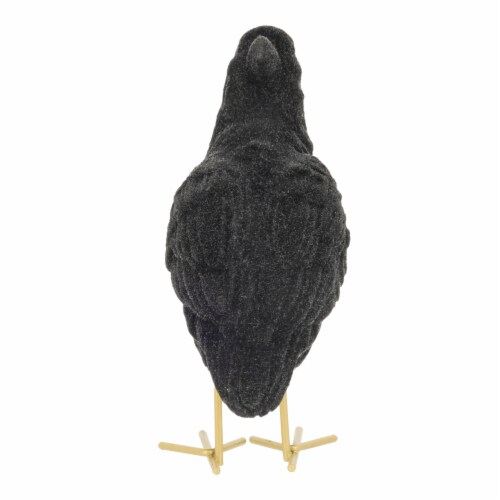 Holiday Home 3D Flocked Crow - Black Perspective: back