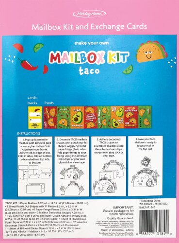 Holiday Home Valentine's Day Exchange Cards DIY Taco Mailbox Kit Perspective: back