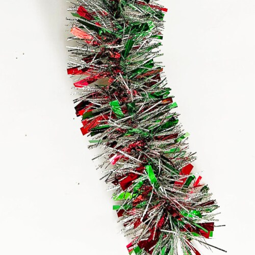 Holiday Home 10' Metallic Green Mega Wide Cut Tinsel Garland Christmas Decoration Perspective: back