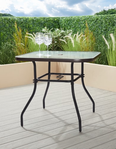 HD Designs Outdoors Square Glass Top Dining Table Perspective: back