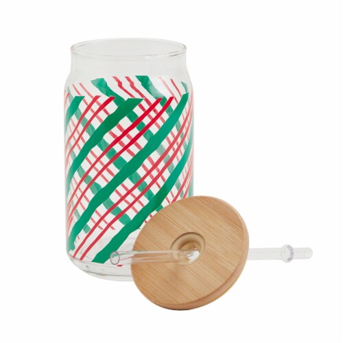 Holiday Home Christmas Soda Can Glass Sipper Perspective: back
