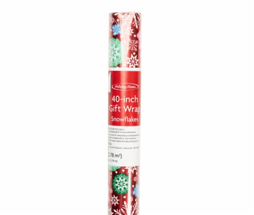 Holiday Home 40 In x 6 Ft Snowflakes Gift Wrap Roll Perspective: back