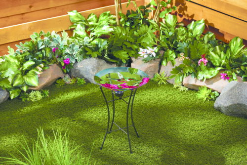 HD Designs Outdoor Glass Hummingbird Bird Bath Perspective: back