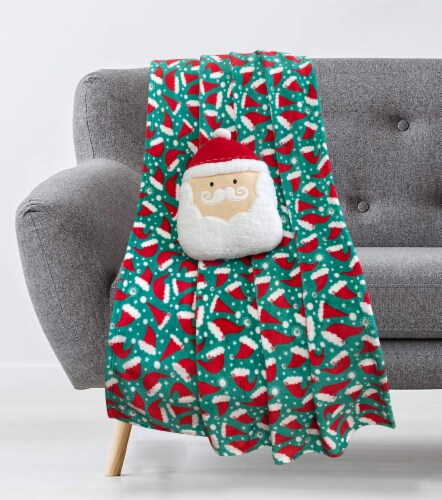 Holiday Home Santa Christmas Pillow and Throw Set Holiday Décor Perspective: back