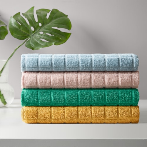 Everyday Living Windowpane Bath Towel - Blue Perspective: back