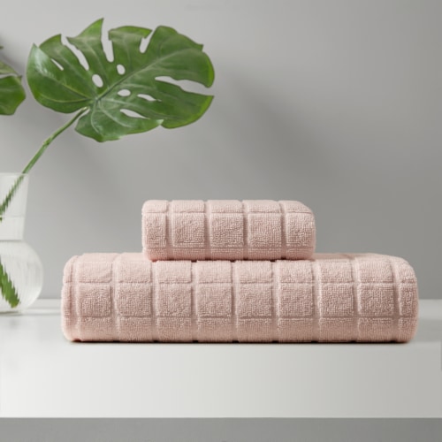 Everyday Living Windowpane Bath Towel - Pink Perspective: back