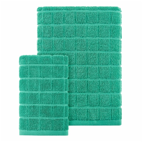 Everyday Living Windowpane Bath Towel - Green Perspective: back